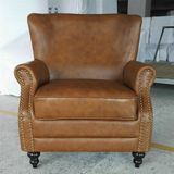 Tobacco Color Leather Chair, Cigar Club Chair, Hotel Chair (A888)
