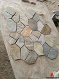 Yellow Wood Vein Flagstone Mats Slate for Flooring Tile