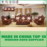 Home Chesterfield Carved Wooden Furniture Italian Leather Sofa