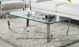 Cross Based Mirrored X Style Coffee Table in Stainless Steel