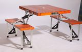 Dark Color Fir Wooden Camping Portable Table with Stools (MW12014B)