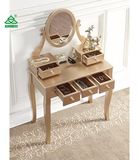 Roundhill Furniture Ashley Wood Makeup Vanity Table and Stool Set, Gold