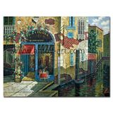 European Store Front Scenes Oil Painting for Wall Decor