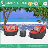 Viro Wicker Daybed Wicker Sunbed Rattan Deck Bed Garden Double Bed Outdoor Sunbed with Cushion