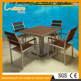 Modern Wooden Patio Balcony Gary Polywood Aluminum Leisure Cafe Bistro Chair Table Set Garden Outdoor Patio Dining Furniture