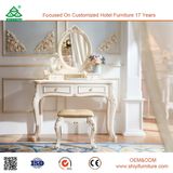 Royal White Wooden Furniture Bedroom Furniture Dress Console Table with Mirror