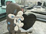 Heart Shape Tombstone Babyteddy Bear Children Headstone Monument