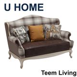 French Style Home Furniture Wooden Single Leather Sofa