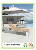 Teak Outdoor Furniture Solid Wood Sun Loungers with Wheels