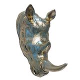 Resin Silver Rhinoceros Head Home Decoration Wall Art