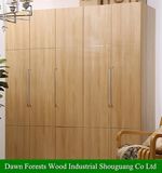 Five Doors Light Walnut Wardrobe Closet.