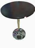 Wooden Round Coffee Table with Metal Base