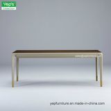 Modern Microfiber Leather Dining Table with Metal Legs (T9179)