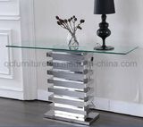 Modern Living Room Furniture Glass Top Stainless Steel Console Table