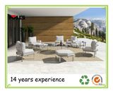 Outdoor Sectional Sofa Set with White Textile Cushions