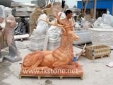 Carved Marble Deer Sculpture for Garden Decoration