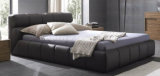 Dubai Bedroom Furniture Soft Wooden Leather Bed