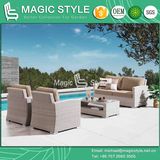 Rattan Wicker Sofa with Sunproof Cushion Outdoor Wicker 2-Seat Sofa Patio Single Sofa Leisure Sofa Set