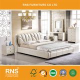 B123 Modern Style Gold Grain Covered with The Whole Leather Bed
