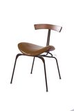 Artisic Leather Seating with Metal Backside Support Union Chair