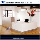 Modern White Acrylic Solid Surface Reception Counter Desk Design (TW-MART-016)