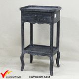 Farmhouse Vintage Wooden Side Table with Shelf