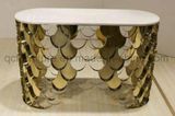 Luxurious Console Table with Marble Top Golden Stainless Steel