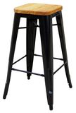 Industrial Tolix Metal Restaurant Dining Wooden Bar Stools