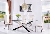 Glass Wedding Dining Table with Stainless Steel Frame Furniture
