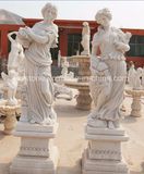 Chinese White Marble Four Seasons Lady Statues