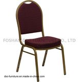 Hotel Furniture Dome Back Stacking Banquet Chair with Burgundy Patterned Fabric and Mould Foam
