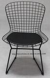 Dining Restaurant Kd Metal Bertoia PU Cushion Black Wire Chair