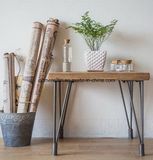 Contracted Solid Wood Living Room Small Square Table The Table Custom Wooden Table to Restore Ancient Ways, Wrought Iron (M-X3388)