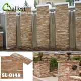 Yellow Wood Slate Natural Rough Finish Ledge Culture Stone Column