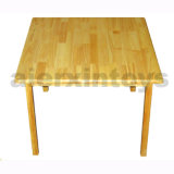 Wooden Square Table Made of Solid Rubber Wood