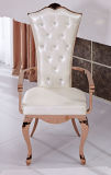 New Design Rose Golden Stainless Steel Dining Chair with Armrest