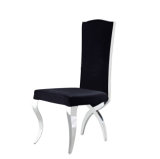 Modern High Back Stainless Steel Cross Rear Legs Dining Room Fabric Chairs