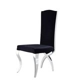 Modern High Back Stainless Steel Cross Rear Legs Dining Room Fabric Chairs