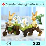 Custom Promotion Holiday Decoration Resin Easter Rabbit Figure Snow Globe