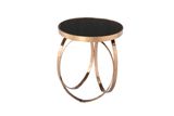 Round Black Tempered Glass Coffee Table with Rose Gold Base