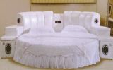White Color Simple Bedroom Set Modern Leather Round Bed