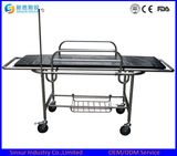 Hospital Emergency Use Stainless Steel Ambulance Transport Flat Stretcher Trolley