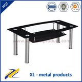 Modern Metal Base and Black Glass Coffee Table