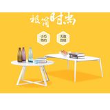 White Color MDF Top Coffee Table with Metal Frame Feet