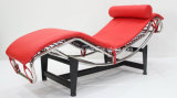 Modern LC4 Stainless Steel Real Leather Chaise Lounge Chair