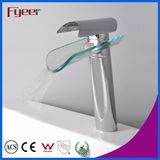 Fyeer High Body Single Handle Glass Spout Waterfall Chrome Wash Basin Faucet Water Mixer Tap