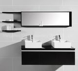 Black Painting PVC Bathroom Vanity with Glass Worktop and Ceramic Basin
