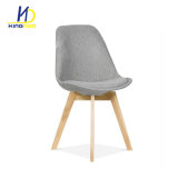 Upholstered Soft Cushion Fabric Patchwork Tulep Side Plastic Dining Chair with Wood Leg