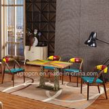 Wooden Multi-Color Desktop Restaurant Table and Leather Chair (SP-CT817)