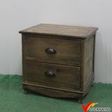 Vintage Country Tabletop Small 2 Drawer File Cabinet